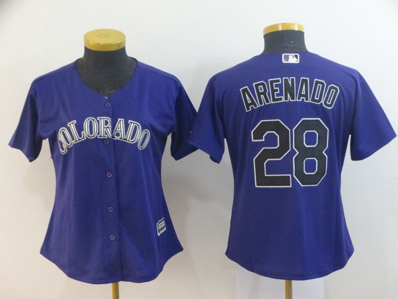 Women Colorado Rockies #28 Arenado Purple MLB Jersey